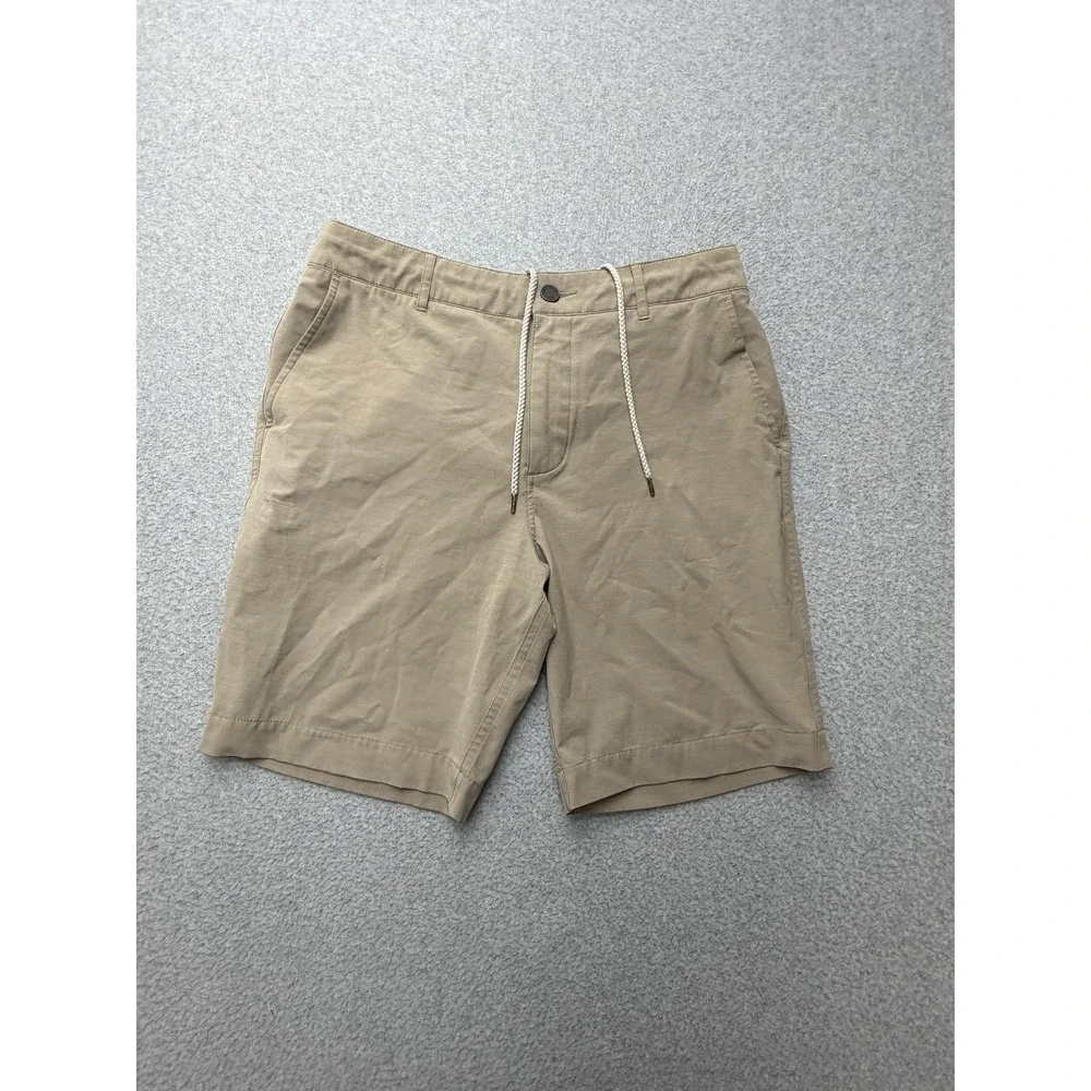 Faherty All Day Shorts Mens 30 Beige Chino 9 Inseam Drawstring Stretch Casual